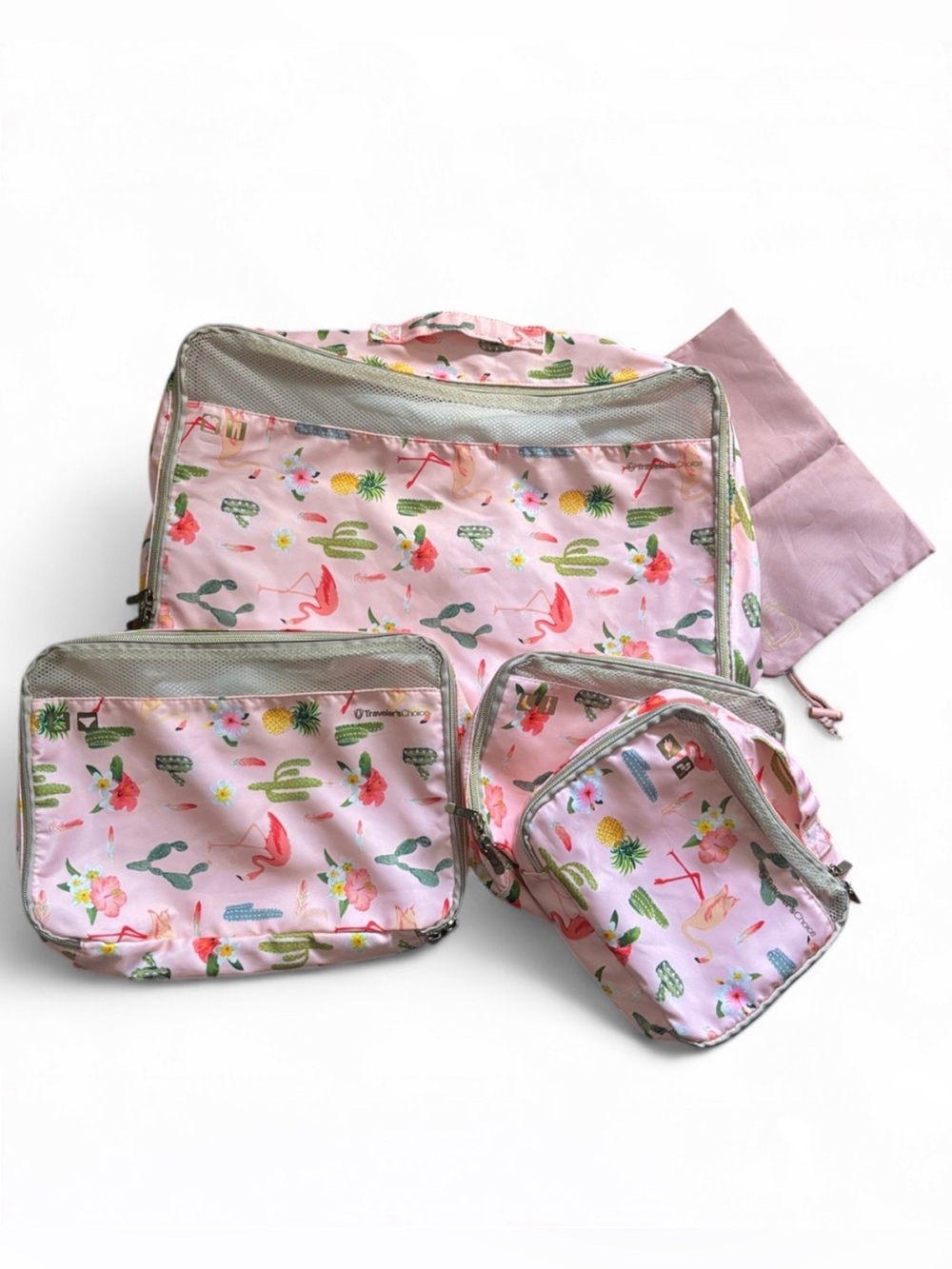 Traveler's Choice Pink Packing Cubes 4 Piece Set Travel Pouches Organizer
